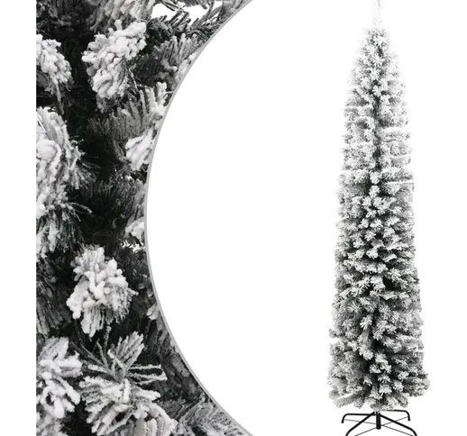 Albero di Natale Artificiale Sottile con Neve Verde 240 cm pvc