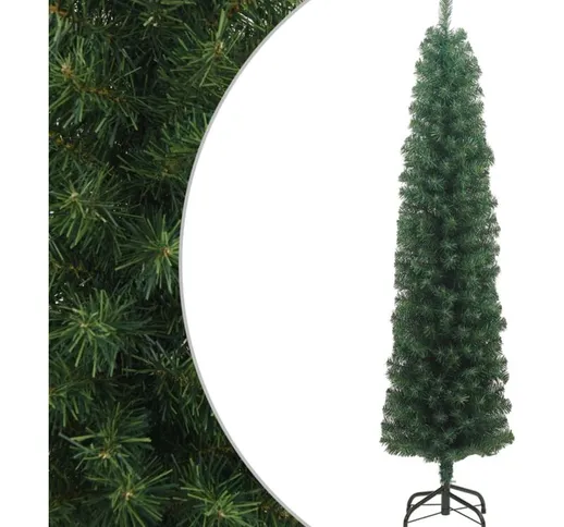 Albero di Natale Artificiale Sottile Supporto Verde 210 cm pvc