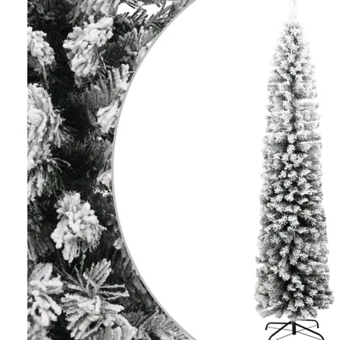 Albero di Natale Artificiale Sottile con Neve Verde 180 cm pvc