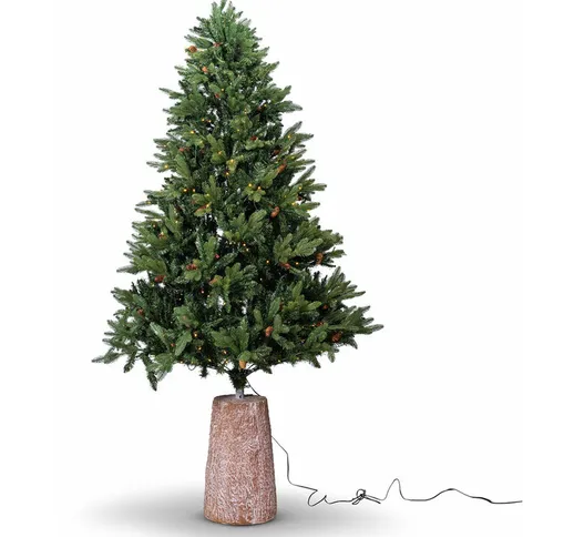 Albero di Natale con base tronco e luci led Marmolada in PE Effetto Real Touch+ PVC di alt...