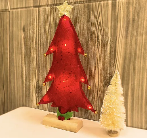 Albero di Natale con decorazioni natalizie luminose, mini albero di Natale con decorazioni...