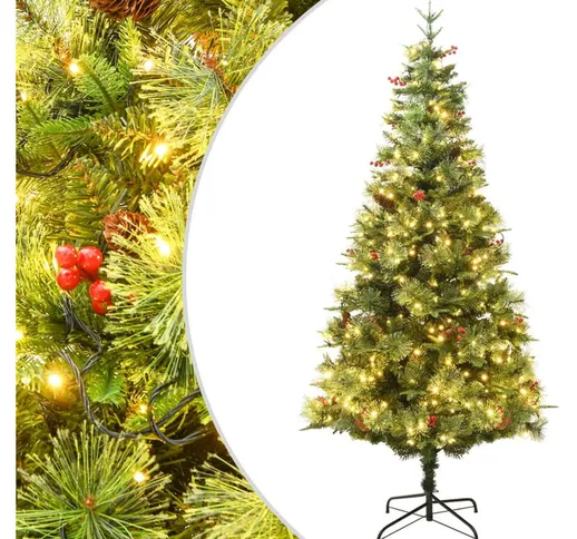 Albero di Natale con led e Pigne Verde 150 cm in pvc e pe