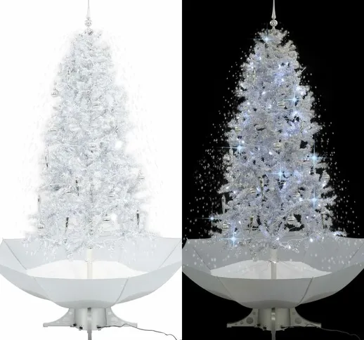 Albero di Natale con Neve e Base a Ombrellone Bianco 190 cm