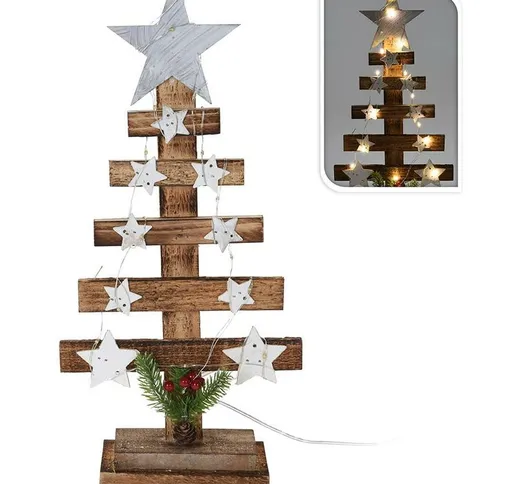 Albero di Natale decorativo in legno con stelle 39 cm