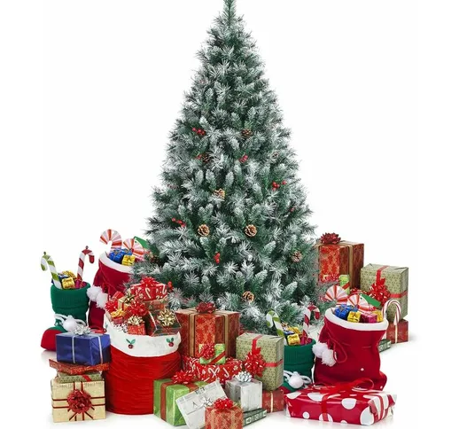 Albero di Natale Decorato con Neve, Altezza 180 cm, Colore Verde, Abete di Natale Innevato...