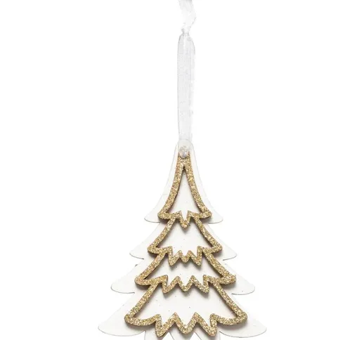 Albero di natale di legno glitter golden 2 assortimento Feeric Lights&christmas Bianco