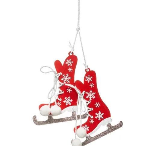 Albero di natale di legno skate rosso argento 10 cm Feeric Lights&christmas Rosso