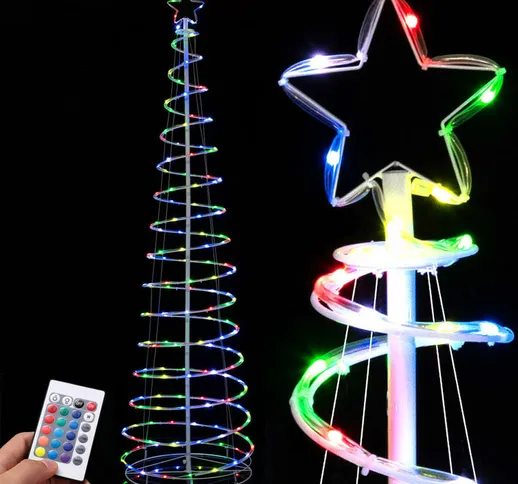Albero di Natale Luminoso 200 Luci a Led Spirale per Interno ed Esterno 210 cm
