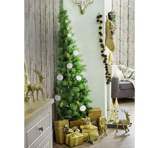 Dmora - Albero di Natale Metà, mezzo albero da parete, Altezza 180 cm, versione per spazi...