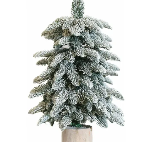 Albero di natale pinetto innevato Dream in pe effetto Real Touch e base in legno -55 cm