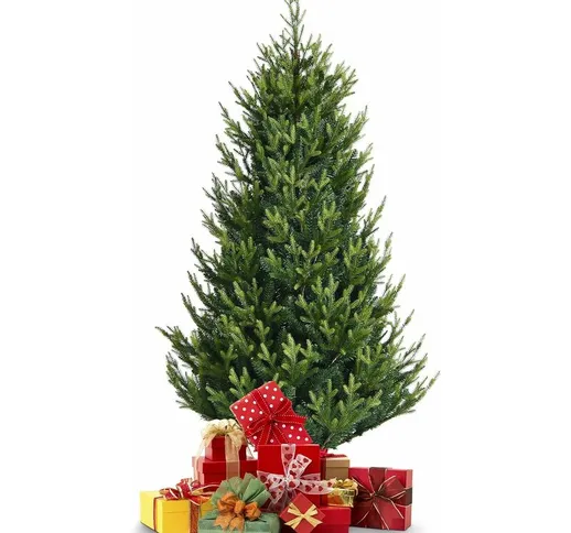 Albero di Natale Slim, Doppio Colore Verde Chiaro e Scuro, Naturale, Folto, Altezza 180 cm...