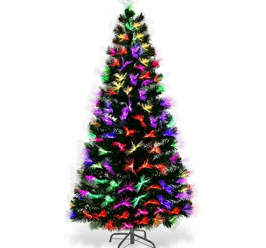 Albero di Natale Verde PVC con Decorazioni Neve e Stella di Natale LED, con Luci Colorate...