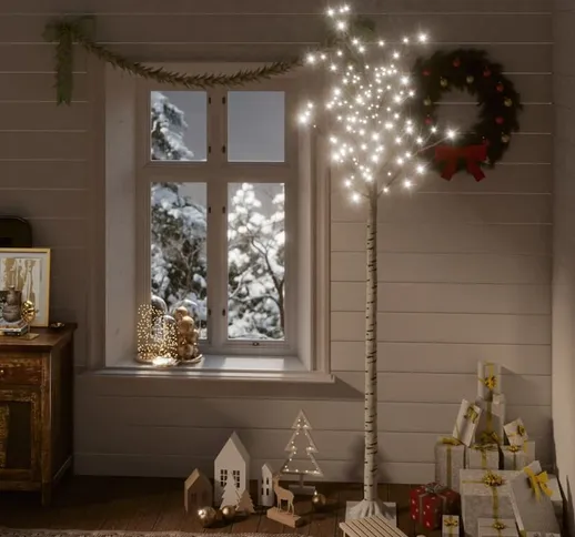 Albero Natale 200 LED 2,2m Salice Bianco Freddo Interno Esterno