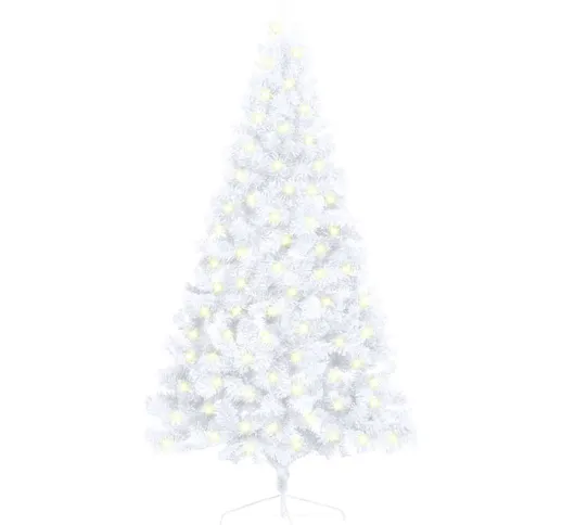 Albero Natale a Metà con Luci led e Supporto Bianco 150 cm pvc