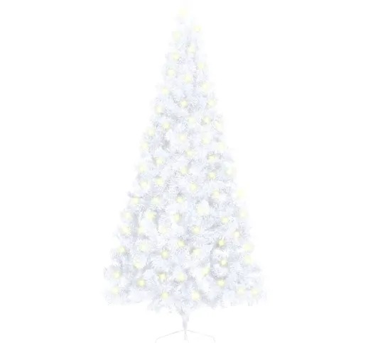 Albero Natale a Metà con Luci led e Supporto Bianco 210 cm pvc