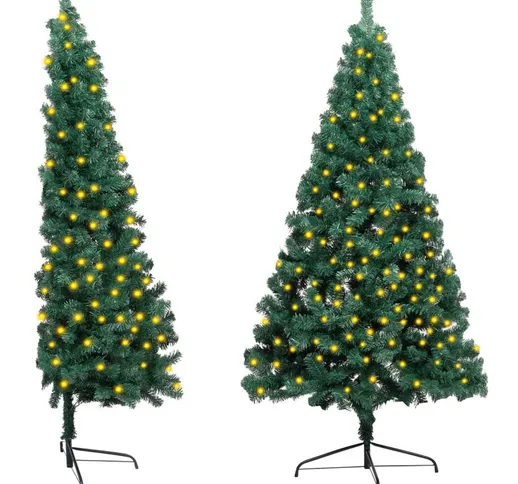 Albero Natale a Metà con Luci led e Supporto Verde 180 cm pvc