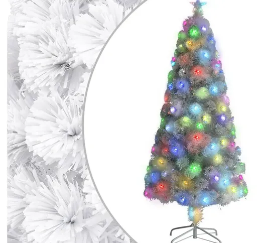 Albero Natale Artificiale con led Bianco 150 cm in Fibra Ottica
