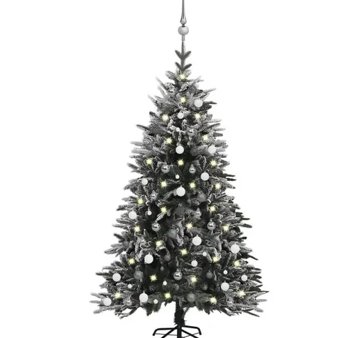 Albero Natale Artificiale con led Palline e Neve 180cm pvc e pe