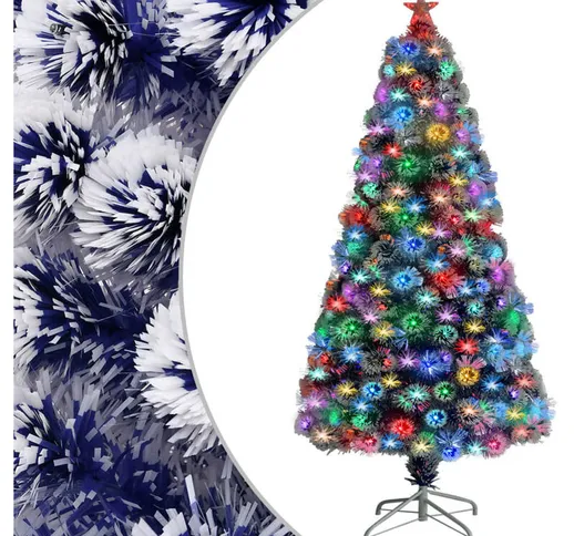 Albero Natale Artificiale led Bianco e Blu 120 cm Fibra Ottica