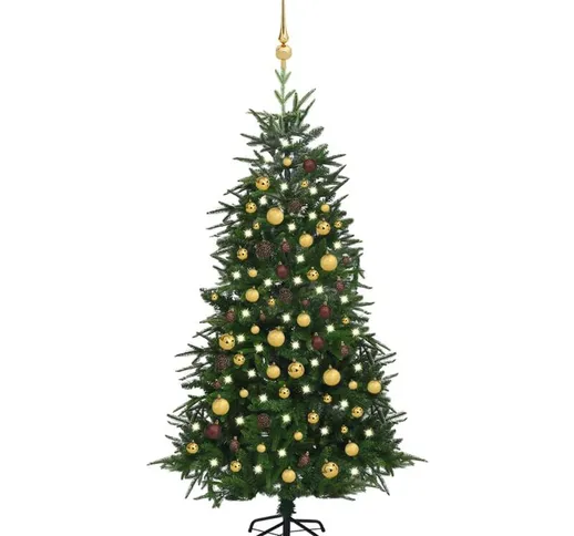 Albero Natale Artificiale led e Palline Verde 180cm pvc e pe