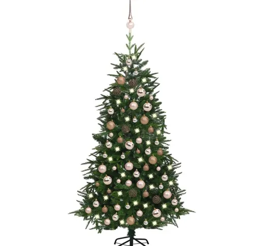 Albero Natale Artificiale LED e Palline Verde 180cm PVC e PE