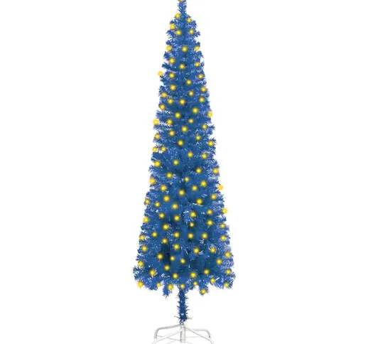 Albero Natale Artificiale Sottile con led Blu 150 cm in pvc