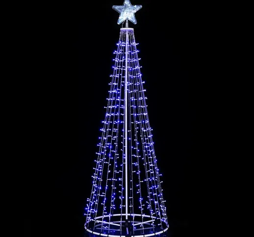 Albero Natale Luminoso 220cm 592 led blu 8 Giochi Luce Metallo Esterno