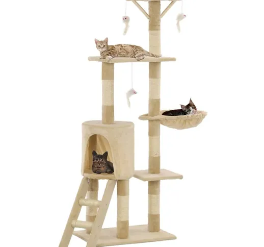 Albero per Gatti con Tiragraffi in Sisal 138 cm Beige