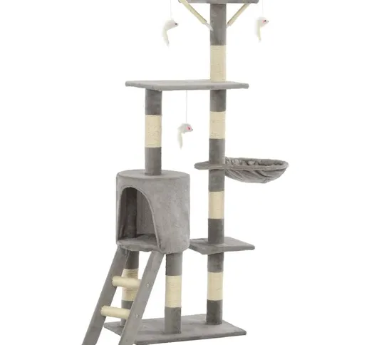 Albero per Gatti con Tiragraffi Sisal 138 cm Grigio - Grigio - Vidaxl