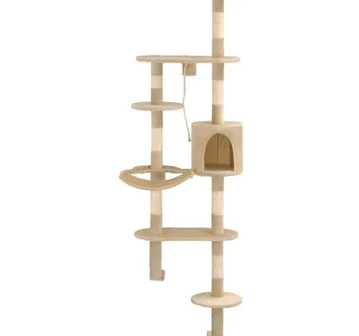 Albero per Gatti con Tiragraffi in Sisal da Parete 194 cm Beige - Beige - Vidaxl