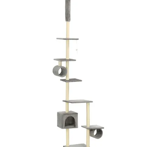 Albero per Gatti con Tiragraffi in Sisal 260 cm Grigio - Grigio - Vidaxl