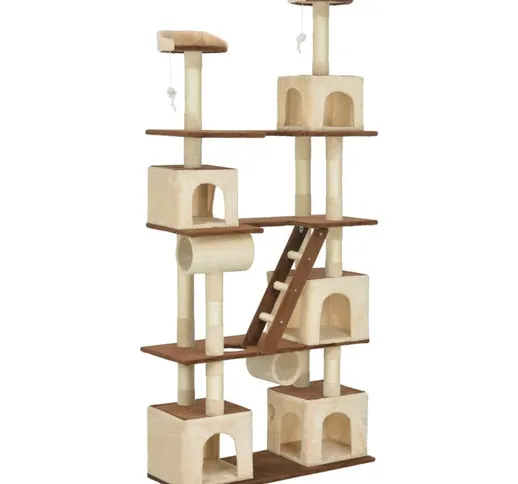 Albero per Gatti con Tiragraffi in Sisal Beige 225 cm