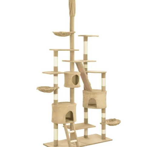 Albero per Gatti con Tiragraffi in Sisal Beige 255 cm - Beige - Vidaxl