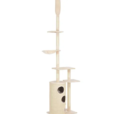 Albero per Gatti con Tiragraffi in Sisal Beige 260 cm