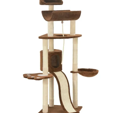 Albero per Gatti con Tiragraffi in Sisal Marrone 145 cm