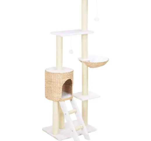 Albero per Gatti con Tiragraffi in Sisal Seagrass - Marrone - Vidaxl