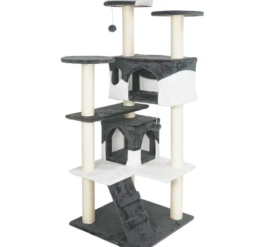 Albero tiragraffi per gatti grigio/bianco 130 cm Albero per arrampicarsi Tiragraffi Gatto