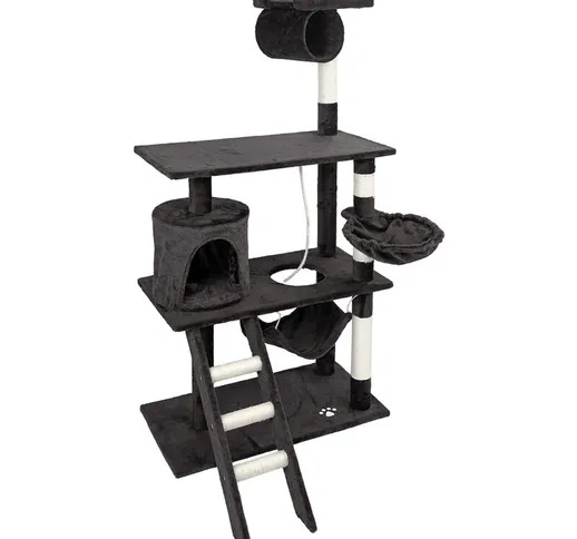 Albero tiragraffi per gatti nero 141 cm Per arrampicarsi Sisal