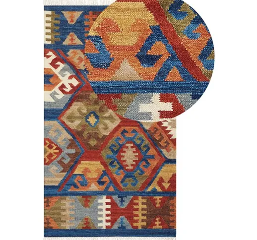 Tappeto di multicolore kilim fatto a mano 80 x 150 cm Jrvesh - Multicolore