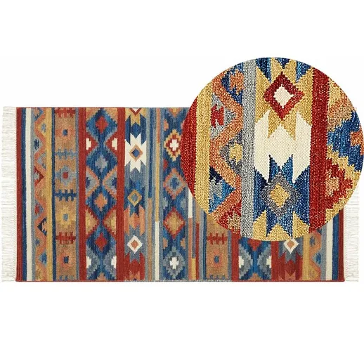 Beliani - Tappeto di lana multicolore kilim a mano motivo etnico 80 x 150 cm Norakert - Mu...