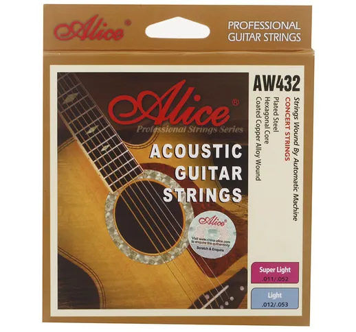 Alice AW432-L Set sei corde in acciaio rivestito per chitarra Luce antiruggine per chitarr...