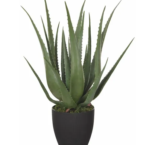 Aloe Artificiale con Vaso, 24 Foglie Altezza 70 cm Verde