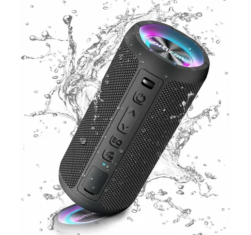 Altoparlante Bluetooth wireless portatile, luce LED, riproduzione IPX7 30H, volume più alt...