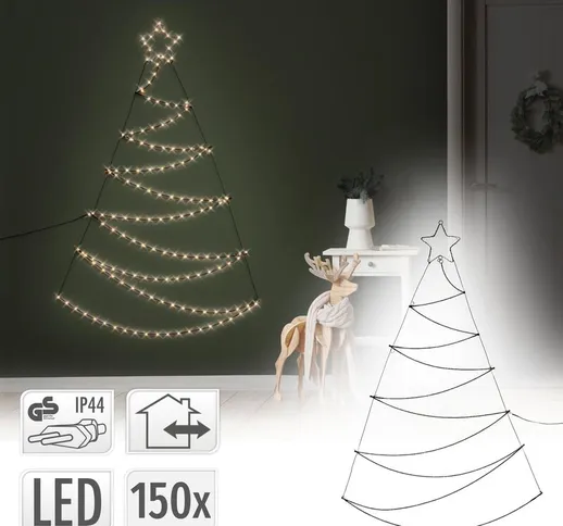 Albero di Natale 150 luci led decorazione natalizia bianco caldo 100x150 cm IP44