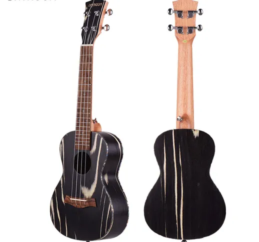 ammoon 24' legno acustico soprano ukulele ukelele uke18 tasti 4 corde collo in okoume tast...