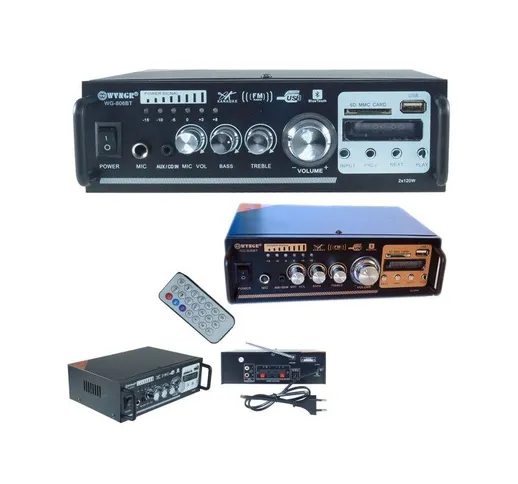 Amplificatore Audio Stereo 2 Canali Bluetooth Microfono Usb Sd Mp3 Karaoke 806Bt