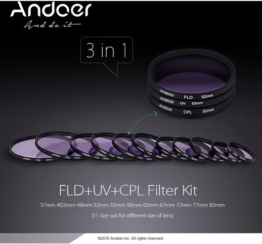 49mm UV+CPL+FLD Kit filtro circolare Filtro polarizzatore circolare Filtro fluorescente co...