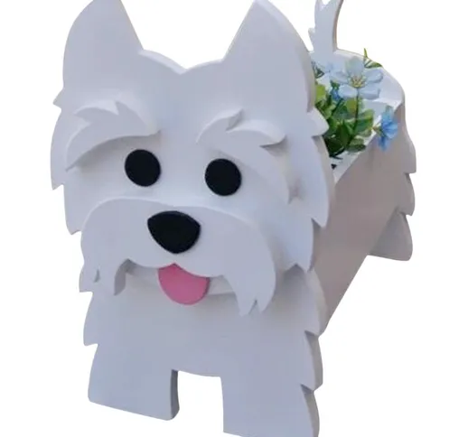 Animali dei cartoni animati Simpatico cane in legno a forma di pianta in vaso Giardino dec...