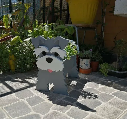 Animali dei cartoni animati Simpatico cane in legno a forma di pianta in vaso Giardino dec...