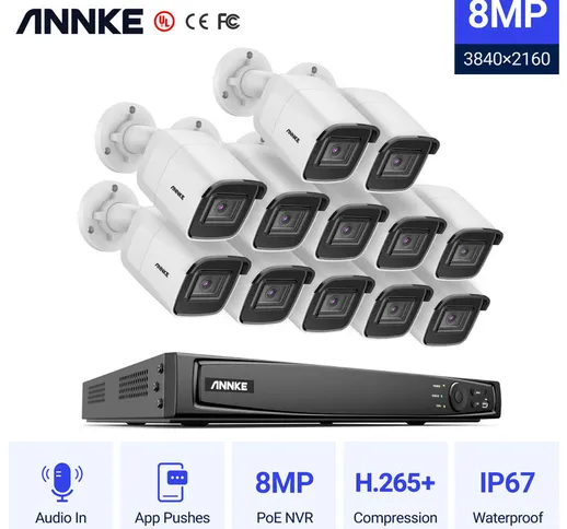  16 canali 8MP 4K Ultra HD PoE ONVIF NVR Sistema di telecamere di sicurezza CCTV con telec...